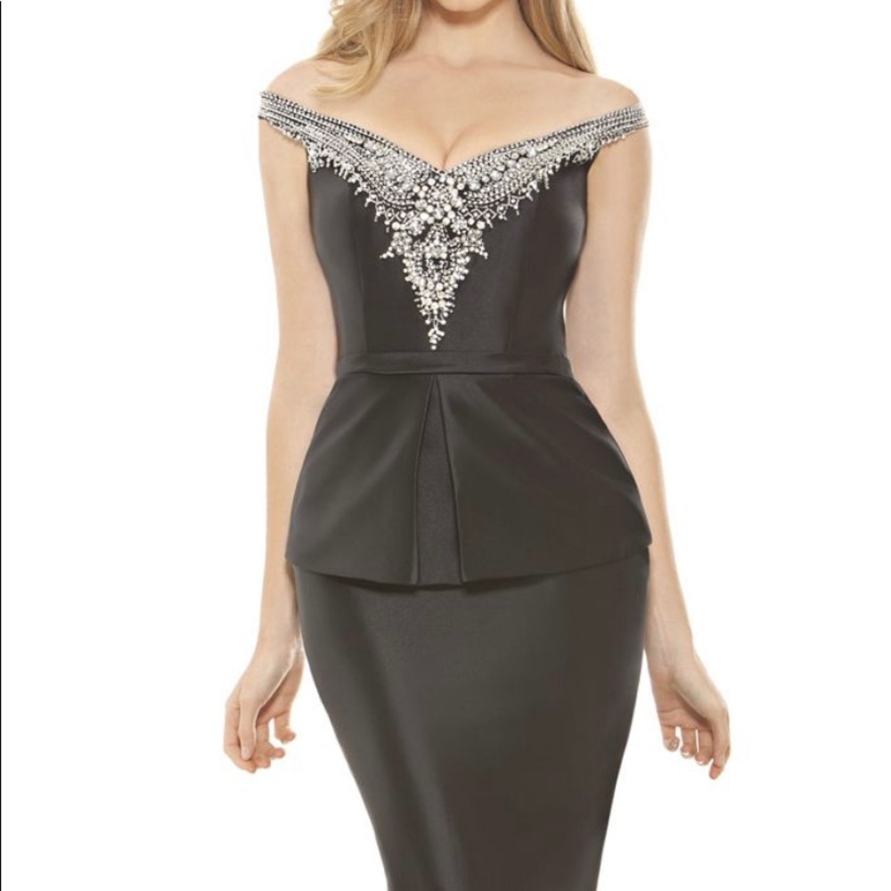Black lasting moments dress with detailed neckline